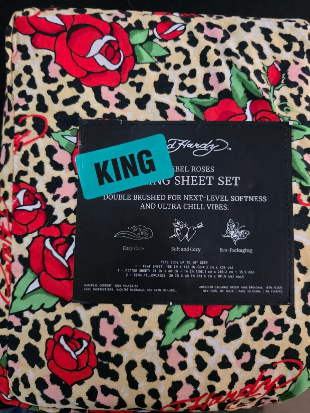 ED Hardy Cheetah Print KING sheets